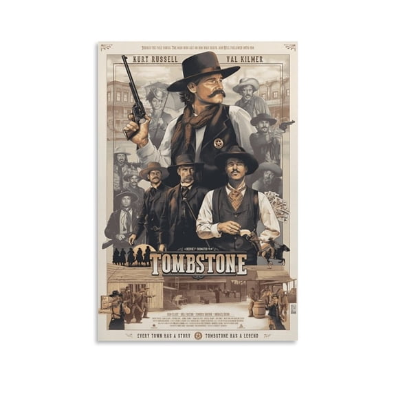 Tombstone Movie Canvas Poster Classic Movies Vintage Poster Wall Art for Home Living Room Bedroom Wall Decor(12"Lx18"W Unframed)