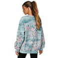 thumbnail image 2 of Xoenoiee Cherry Blossom Print Women Oversized Crewneck Sweatshirt Long Sleeve Pullover Tops Casual Loose Workout Shirt Outerwear with Pockets, Size 3XL, 2 of 7
