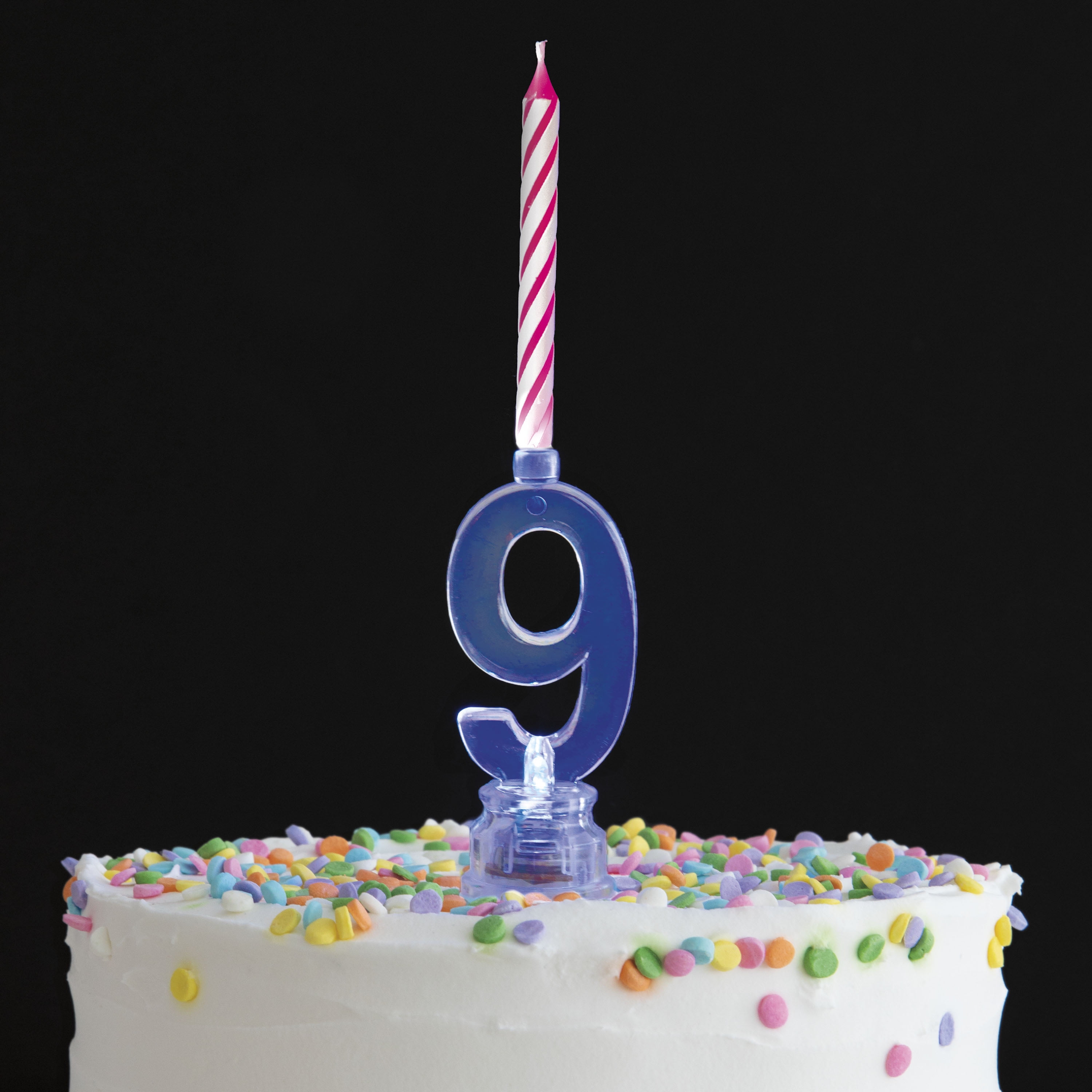Multicolor Number 9 Flashing Birthday Candle Holder and Candles Set, 5 Pieces, by Way To Celebrate