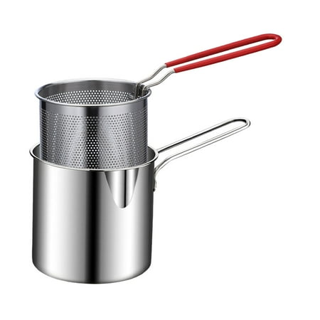 

1 Set of Stainless Steel Fry Pot Deep Frying Pot with Basket Deepen Milk Pan Food Cooking Pot