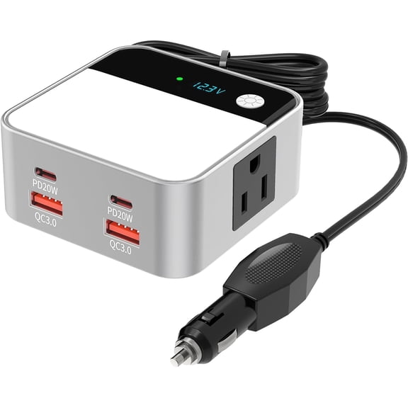Car Power Inverter 12V to 110V, 200W Portable Fast Charging Car Power Inverters for Vehicles, Car Plug Adapter Outlet,Cigarette Lighter Adapter for Laptop/Camping/Road trip essentials