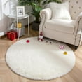 thumbnail image 7 of DweIke Round Rug for Bedroom,Soft Shaggy Area Rugs for Living Room Decor,Fluffy Circle Carpets for Nursery,6'x6',White, 7 of 7