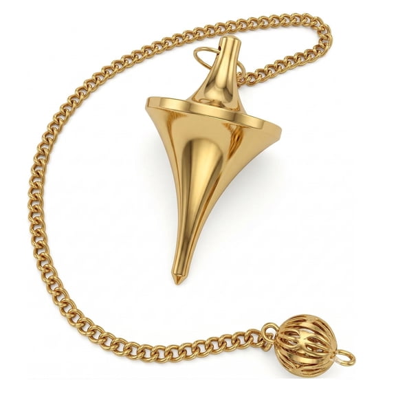 Space Ship Design UFO cone point Brass metal dowsing pendulum natural healing metal chain divination reiki meditation yoga balancing pendulum