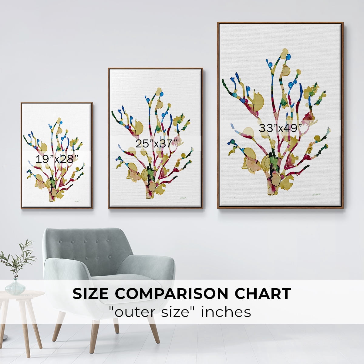 Sea Coral III Framed Premium Gallery Wrapped Canvas - Ready to Hang - 17 x 25 - Walnut Floating Frame
