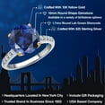 thumbnail image 2 of Gem Stone King 925 Silver and 10K Yellow Gold Blue Created Sapphire and Lab Grown Diamond Engagement Ring for Women | 3.86 Cttw | Round 10MM | Gemstone September Birthstone | Size 8, 2 of 6