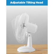 Mainstays 12-Inch Table Fan with Adjustable 3-Speed Settings and Oscillation, White, FT30-8MBWV