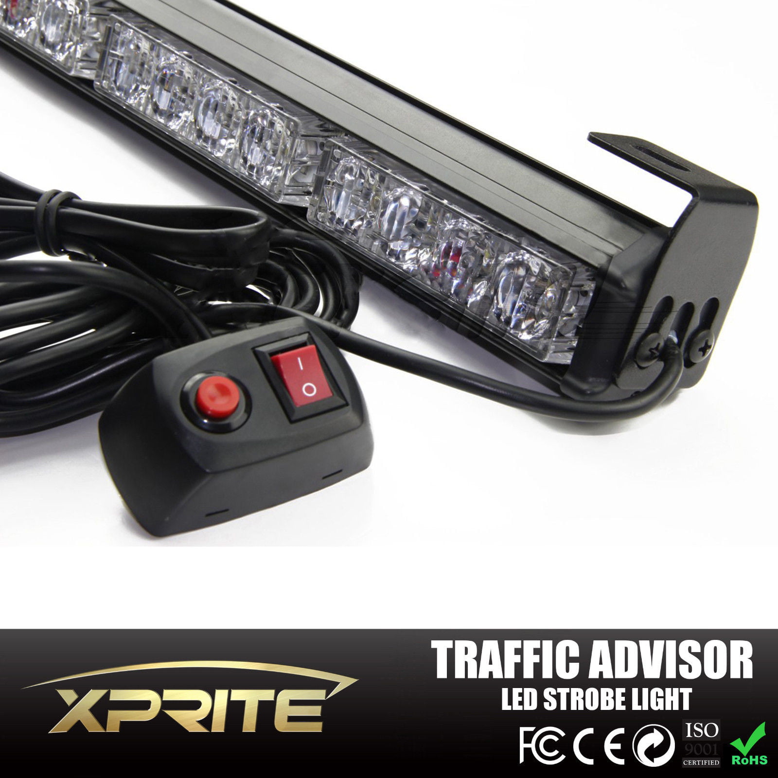White & Amber Advising Emergency Warning Strobe Light Bar Xprite 35.5 LED Traffic Adviser 
