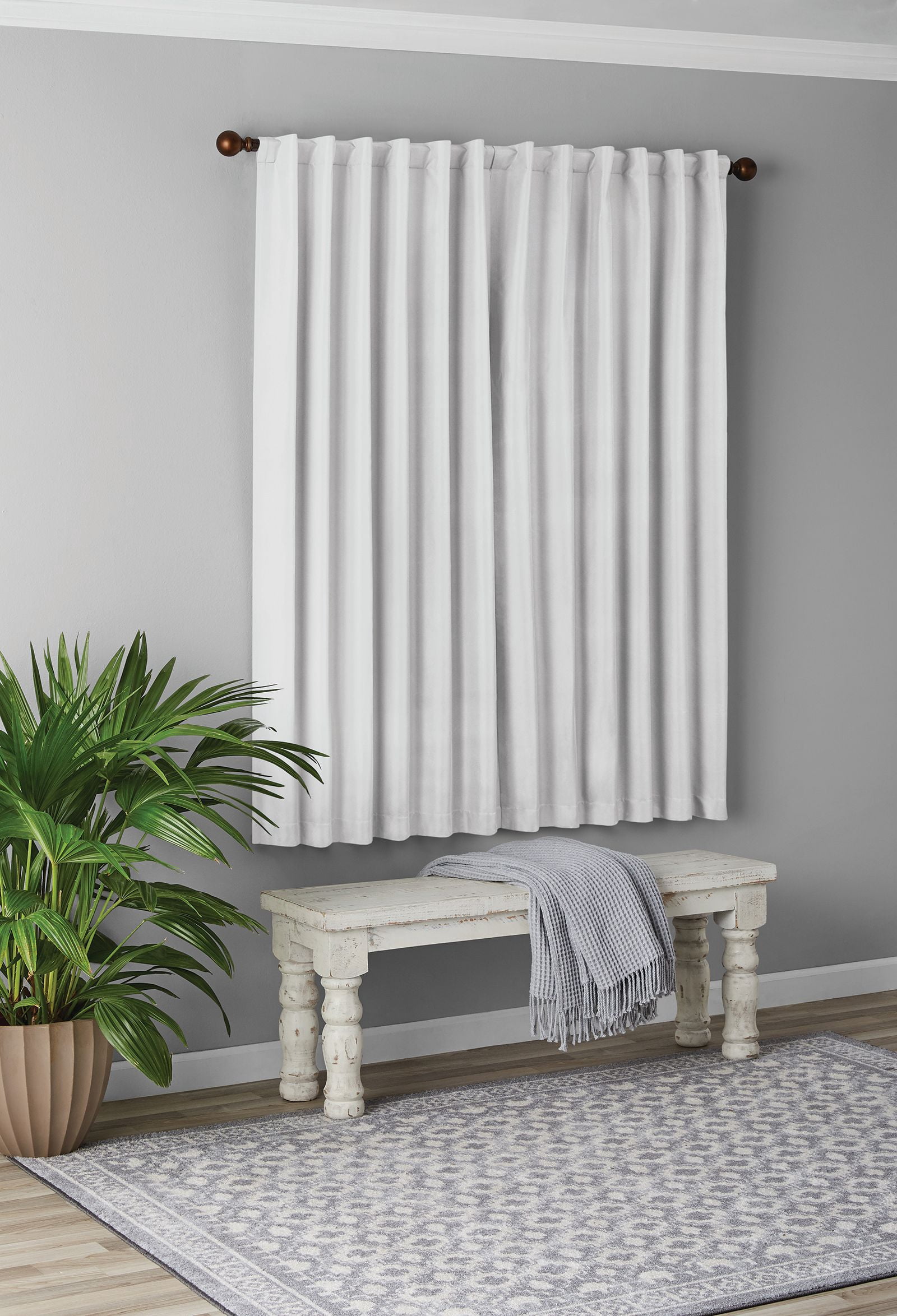 Mainstays Solid Blackout Curtain Panel, 1 Panel, White, 50" W x 63" L