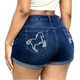thumbnail image 6 of QERINTE Womens Plus Size High Waisted Shorts Stretchy Embroidery Summer Blue Denim Shorts, 6 of 6