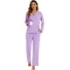 thumbnail image 2 of Conjunto de pijama LUBOT para mujer, viscosa de bambú, punto morado, 2XL, 2 of 6