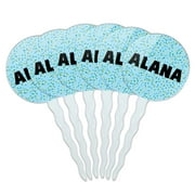 Alana Cupcake Picks Toppers - Set of 6 - Blue Speckles