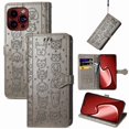 thumbnail image 1 of Funda Cartera FOXDOCK para iPhone 15 Pro , Flip PU con Relieve de Gatos y Perros, Tarjetero y Soporte, 1 of 6