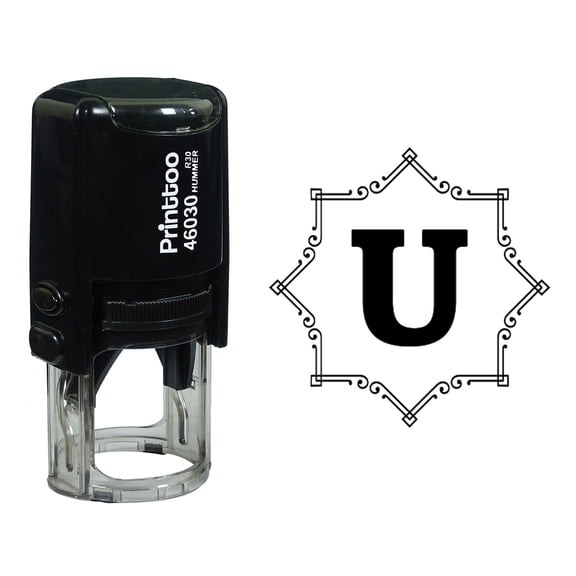 Printtoo Octagon Celtic Swirl Frame Alphabet U Monogram Self Inking Rubber Stamp Office Stationary