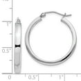 thumbnail image 3 of 925 Sterling Silver Rhodium-plated 3x25mm Princess Square Tube Hoop Earrings; for Adults and Teens; for Women and Men, 3 of 3