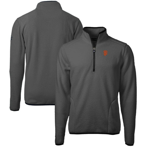 Men's Cutter & Buck  Gray San Francisco Giants Cascade Eco Sherpa Fleece Quarter-Zip Pullover Jacket