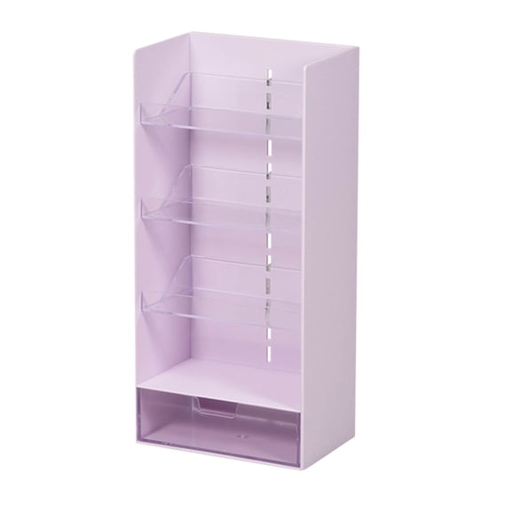 Qholemyo Desktop Storage Box Transparent Flat Partition Shelf with Desk Organizer Storage Student Artifact Desk Pencil Slanted Organizing Rack
