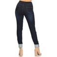 thumbnail image 3 of Women's Stretch Pull On Skinny Jeans Ripped Rolled Striped Cuff Denim Jeggings Size M / Dark Wash, 3 of 4