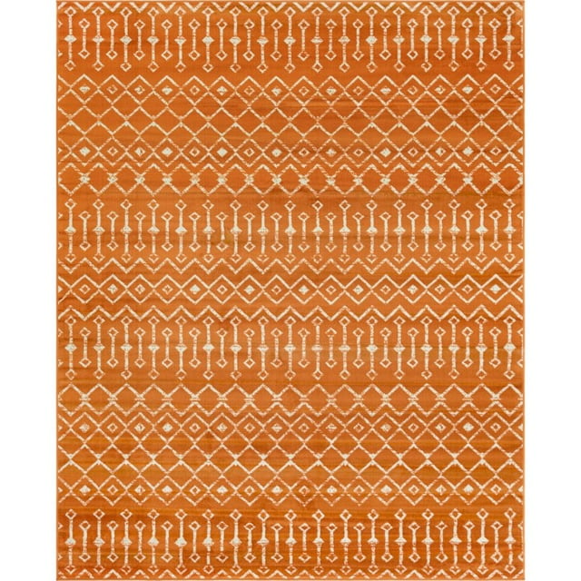 Unique Loom Moroccan Trellis Tribal Area Rug 8' x 10' Rectangle Orange/Ivory