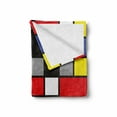 thumbnail image 2 of Art Soft Flannel Fleece Throw Blanket, Mondrianesque Pop Design with Colorful Squares Lively Colors Geometric Shapes Print, Cozy Plush for Indoor and Outdoor Use, 70" x 90", Multicolor, by Ambesonne, 2 of 6