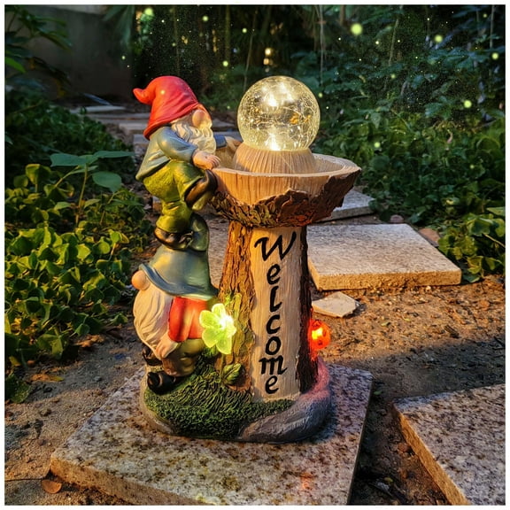 Solar-Powered LED Gnome Statue - Indoor/Outdoor Decor for Garden, Patio, Lawn - Christmas & Thanksgiving Gift, Whimsical Fairy Lighted Decor