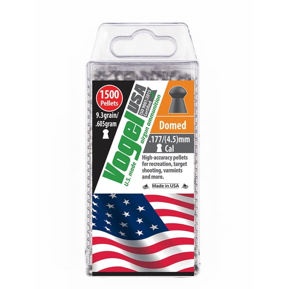 Vogel Domed Sport .177/4.5 cal, 9.3grain/.605gram Airgun Pellet-1500ct