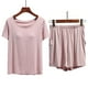 thumbnail image 2 of Gibobby Pijamas para mujer Mujeres con sujetador con almohadilla en el pecho Camiseta de manga corta Top 5 Pantalones Conjunto de ropa fina de verano para el(Rosa,XL), 2 of 3