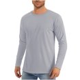 thumbnail image 2 of yoeyez Men's Sun Protection Shirts Solid Color Long Sleeve Sunscreen Shirt Lightweight Breathable Spf Rash Guard for Fishing Hiking Swimming Running Gray,S, 2 of 7