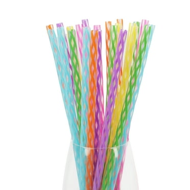 Reusable Straws Set of 24-9 Inch Transparent Plastic Straws for Mason Jars and Tumblers, Multicolor, Cleaning Brush Included (24)