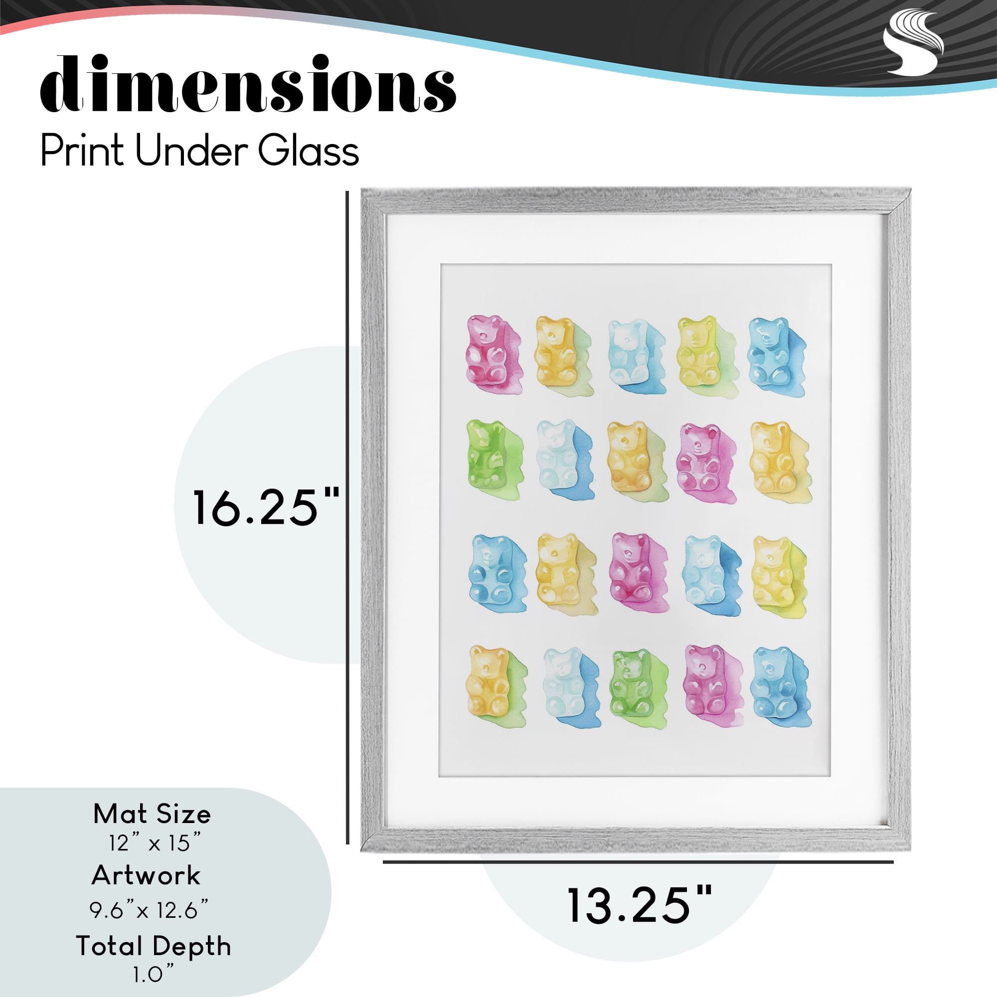 Pastel Candy Bears Collection Gray Framed Print Under Glass, design by Lil' Rue