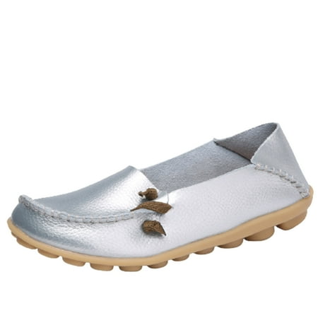 AnuirheiH Women Shoes Round Head Casual Flat Shoes Loafers Soft Bottom Casual Single Peas Shoes Sale on Clearance