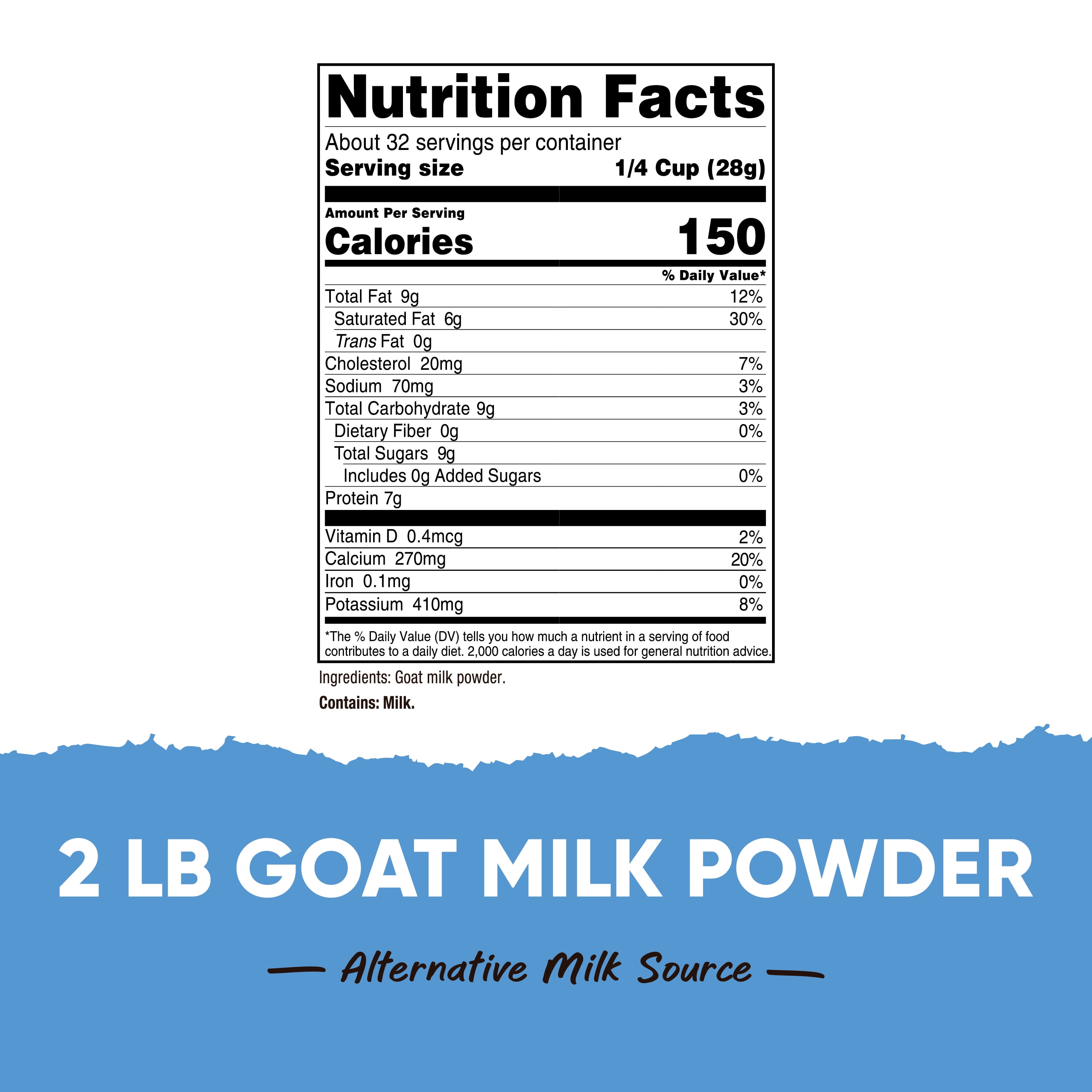 Nutricost Goat Milk Powder 2 LB Unflavored - Gluten-Free, Non-GMO