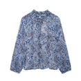 thumbnail image 2 of HH TRAF Mujeres Nueva Moda Nicho Versátil Paisley Camisa Estampada De Manga Larga Camisa Femenina Elegante Con Borde De Hongo De Mariposa Anudada, 2 of 4