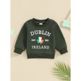 thumbnail image 3 of Elippeo Girls Boys Irish Day Sweatshirts 6M 12M 18M 24M 3Y 4Y 5Y Long Sleeve Crewneck Letter Clover Print Loose Pullover, 3 of 9