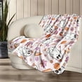 thumbnail image 5 of 1 Piece Light Pink Warm Cozy Halloween Cute Pumpkin Print Blanket, Ideal Modern Soft Flannel Decorative Bedspread Sofa Cover, 5 of 7