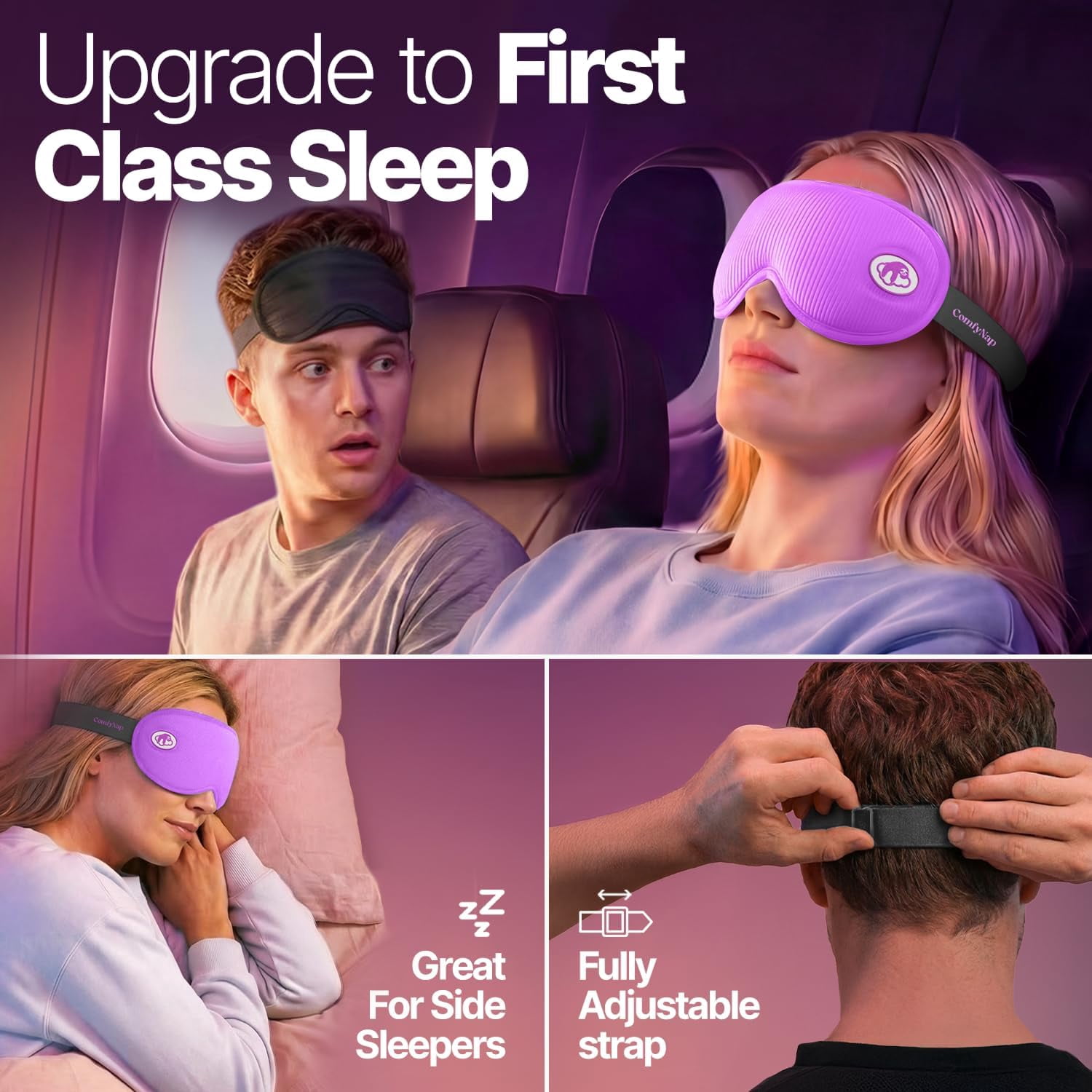 ComfyNap Sleep Eye Mask for Men and Women, Zero Eye Pressure 3D Sleeping Mask, 100% Light Blocking (Galaxy)