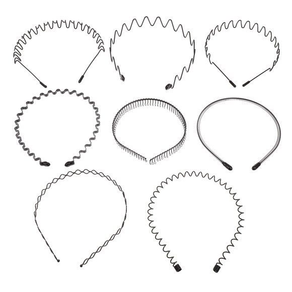 KAKOWELY Wire headbands 8Pcs Men Wavy Metal Headbands Sports Hair Band Fashion Hair Accessories5.91"X5.51"X0.91"