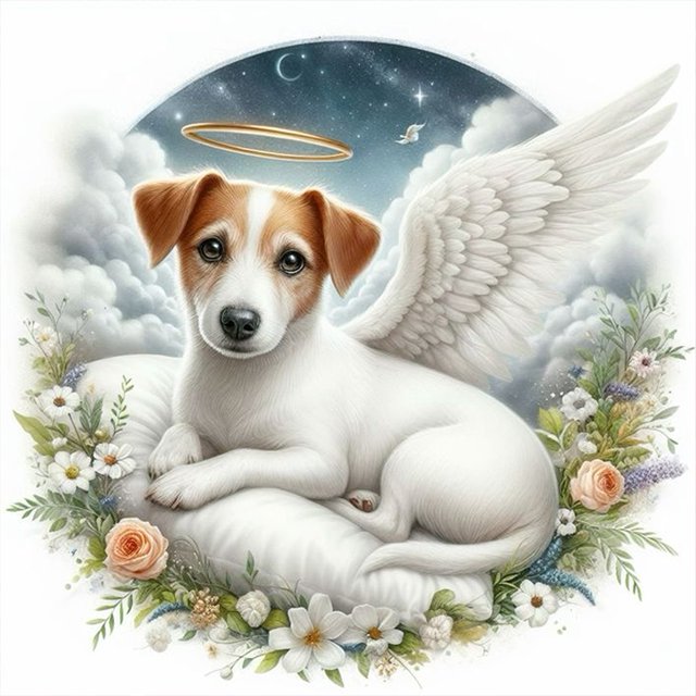 5D DIY Taladro Diamante Pintura Ángel Perro Kit Del 40x40cm