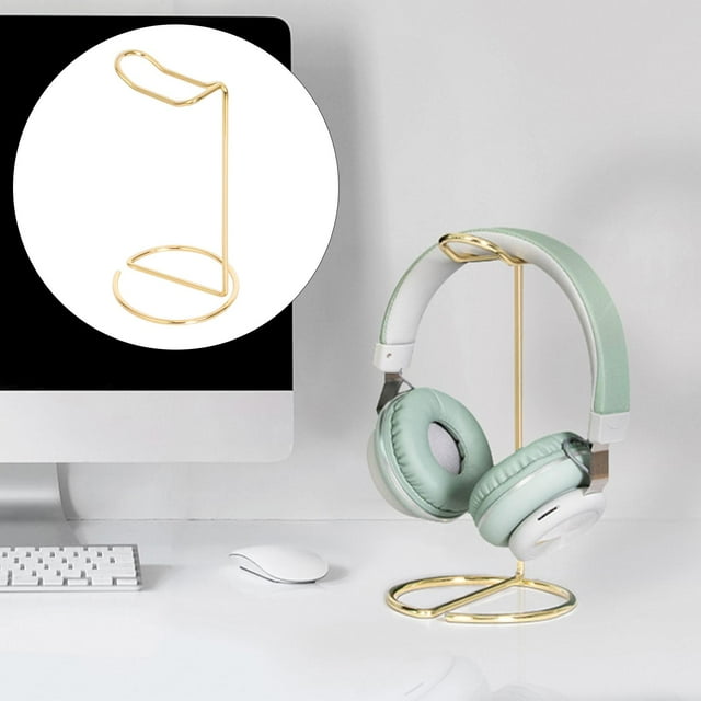 Soporte para auriculares Macarena Elegante estable de material acero inoxidable Portátil para juegos Auriculares de oficina Soporte para universal para Oro
