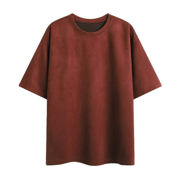 pstuiky camisetas para hombre, Camisas casuales de moda para hombre, de color liso, con cuello redondo y hombros caídos, mangas cortas ropa de hombre xxxl
