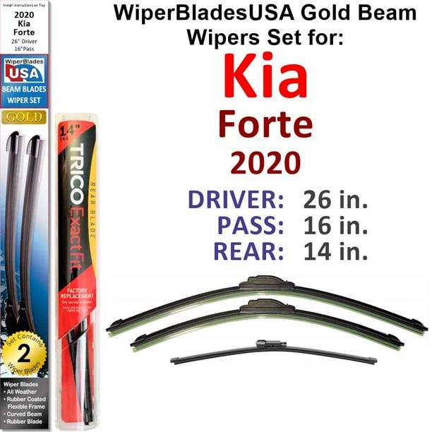 2020 Kia Forte GT Beam Wiper Blades Wipers WBUSA (Set of 3) w/Rear