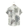thumbnail image 4 of TIHLMK Mens Blouses & Button-down Shirts, Mens Tops Deals Clearance Men's Lapel Chest Pocket Hawaiian Print Loose Short Sleeve Shirt, 4 of 4
