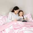 thumbnail image 4 of Manfei Girls Kawaii Bow Knot D Personalized Initial Twin Bedding Sets 7-Piece,Teens Women Cute Ribbon Bow Tie Stripes Bedding Comforter Set,Pink Reversible,Microfiber Bedroom Decor, 4 of 7
