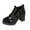 Black, variant on High Heel for Women Vintage Slip On Loafer Round Toe Work Pumps for Daily Casual Wear
