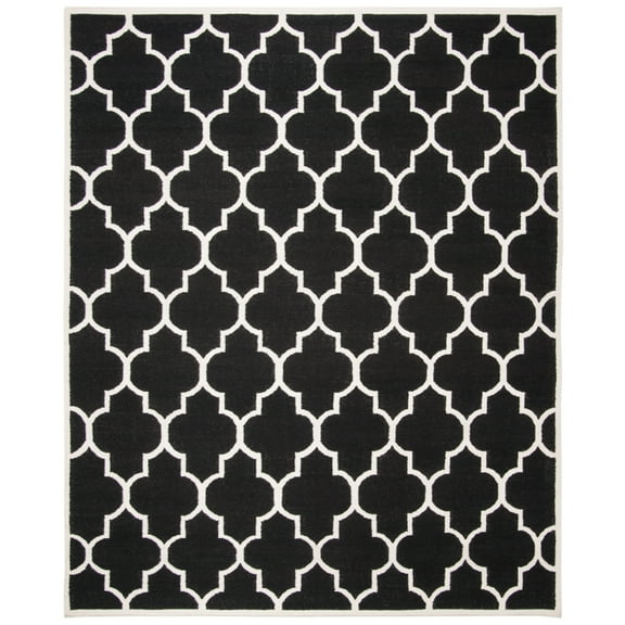 SAFAVIEH Dhurries Toby Geometric Area Rug, Black/Ivory, 4' x 6'