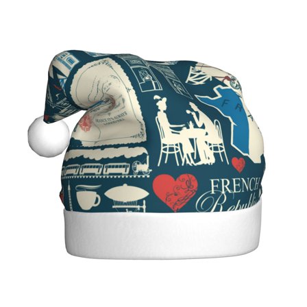 Salouo France and Paris for Adult Christmas Hat Xmas Holiday Hat Santa Hat for Women & Men Festive Headwear Accessories Fit for Christmas/ New Year/Holiday/Party,1PC