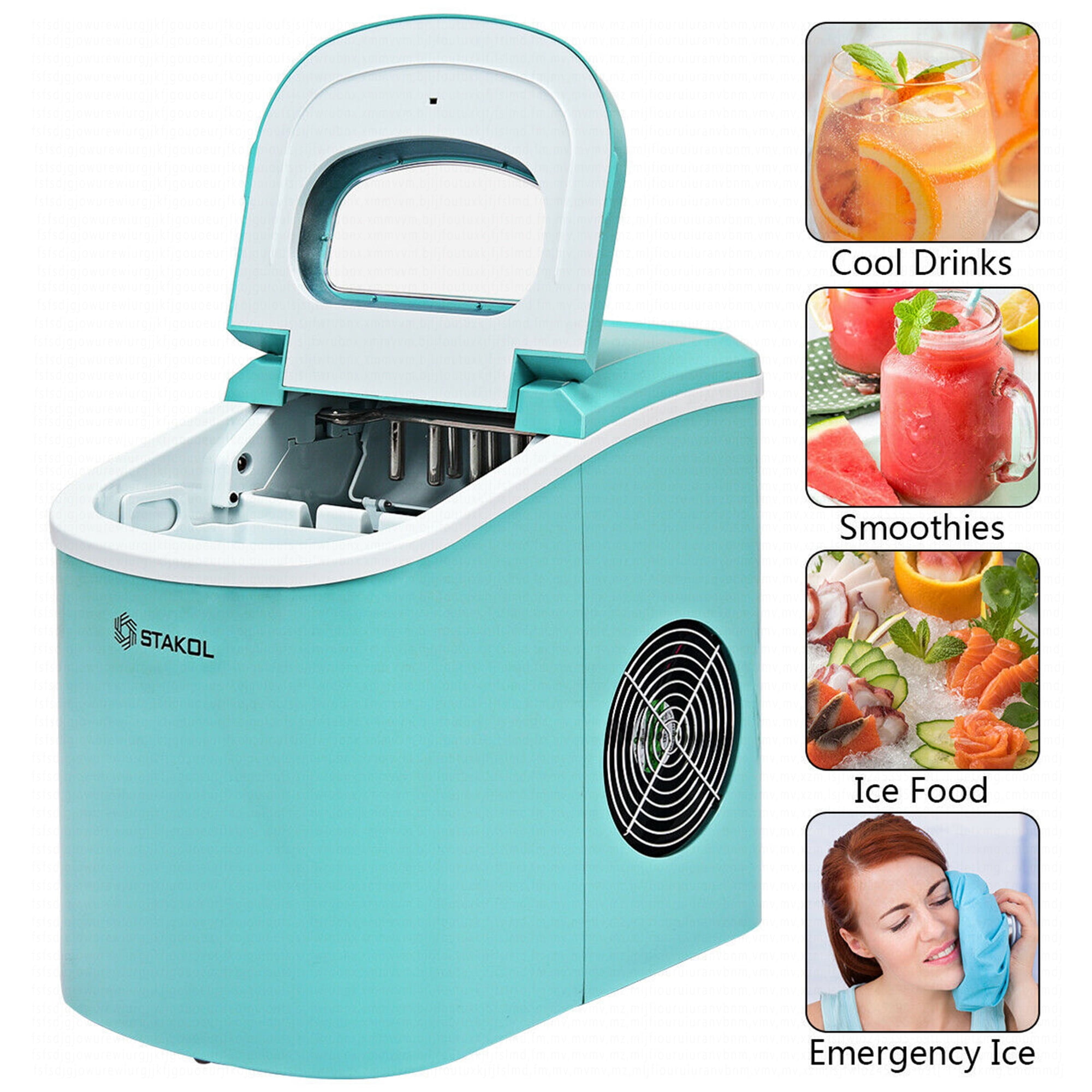 Costway Stakol Portable Compact Electric Ice Maker Machine Mini Cube 26lb/Day Mint Green