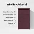 thumbnail image 2 of Adoorn Package Delivery Boxes for Outside, Large 36 x 20.5 x 15 (HxWxD) Security Package Box, Free Standing Anti-Theft Parcel Drop Box - Malbec, 2 of 9
