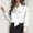 01 White, variant on YueHuiYing Women's Long Sleeved Solid Color Satin Collar Fashionable Casual Shirt Top Draped Bow Neck