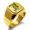 Gold, variant on Stainless Steel Letter I Initial Royal Monogram Engraved Engraved Square Flat Top Biker Style Polished Signet Ring