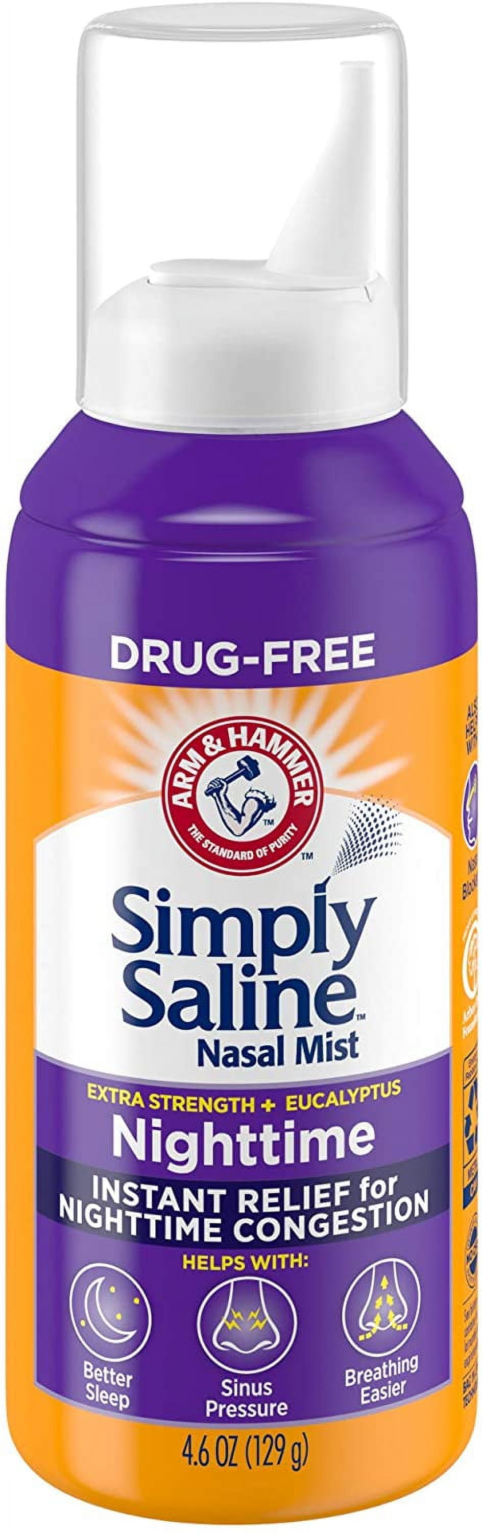 5 PK Simply Saline Plus Nighttime Nasal Mist+Eucalyptus Extra Strength 4.25oz Ea